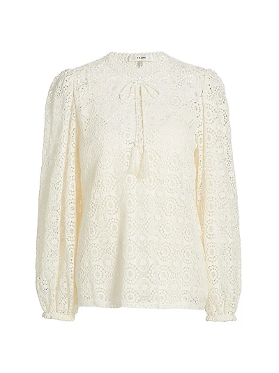 Geometric Lace Tassel Blouse
