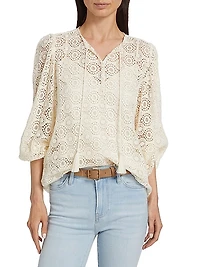 Geometric Lace Tassel Blouse