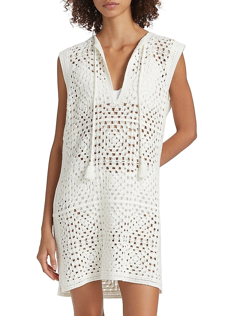 Crocheted Cotton-Blend Minidress