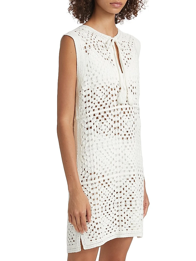 Crocheted Cotton-Blend Minidress