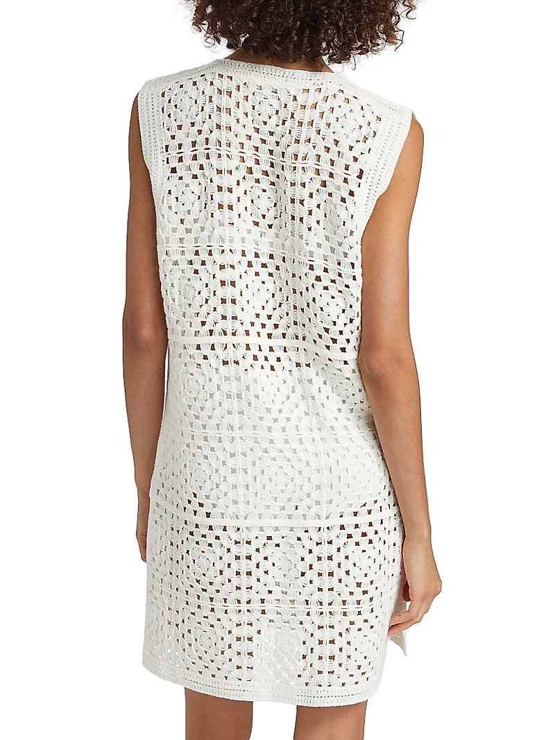 Crocheted Cotton-Blend Minidress