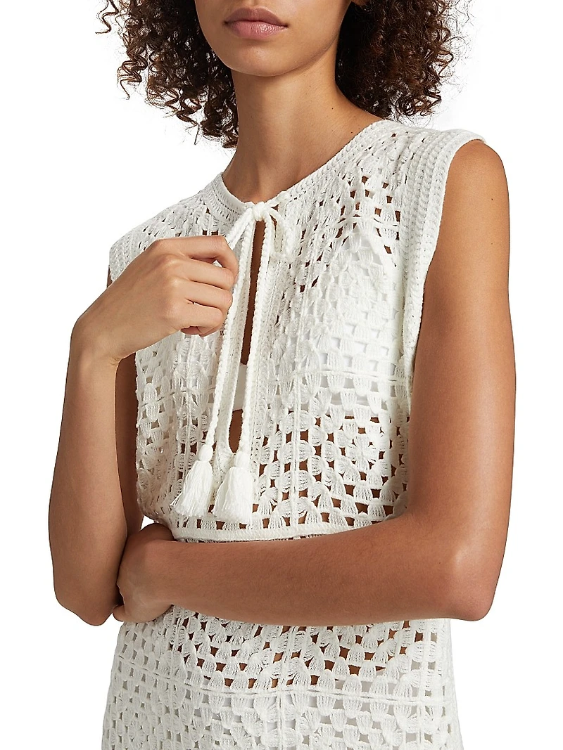 Crocheted Cotton-Blend Minidress