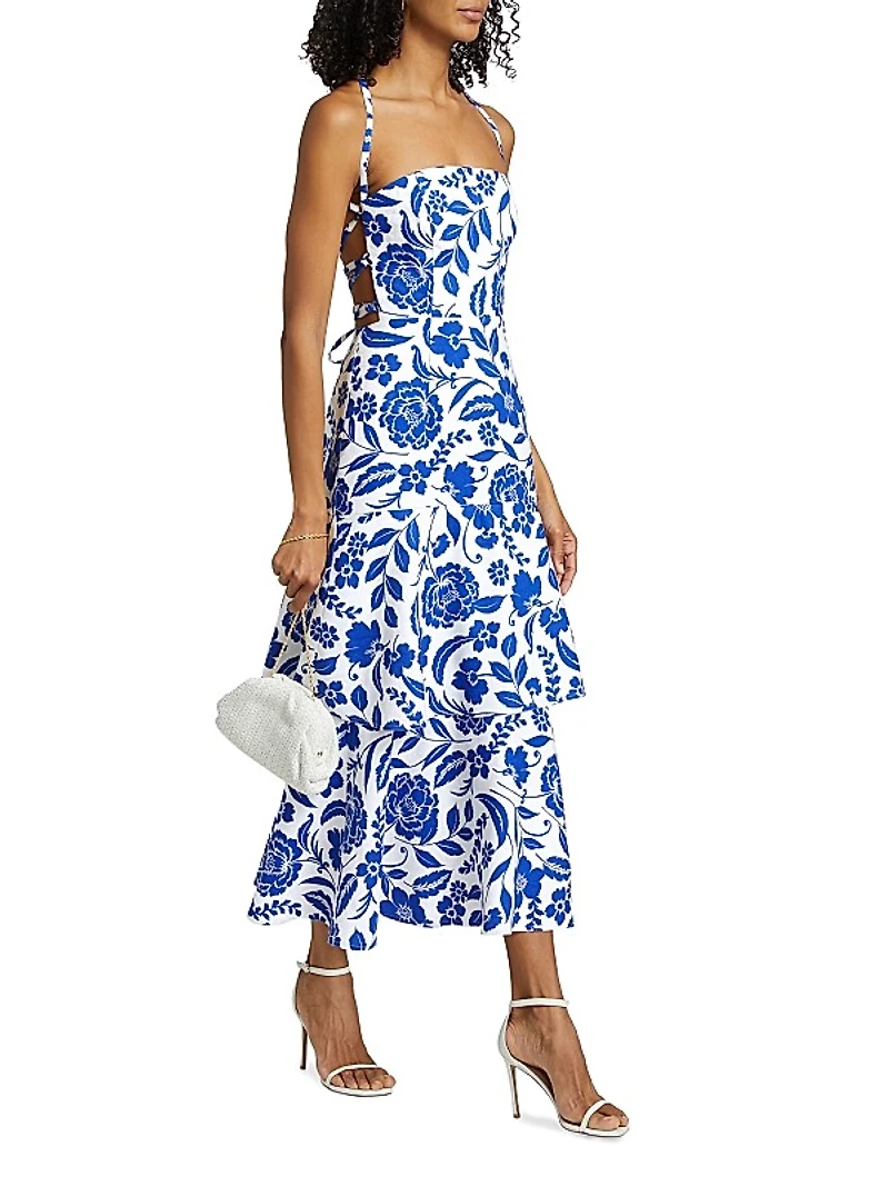Flowers Of Spain Linen Maxi Dress