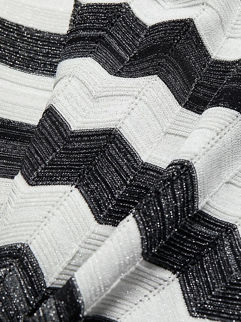 Asymmetric Zig-Zag Knit Midi-Dress