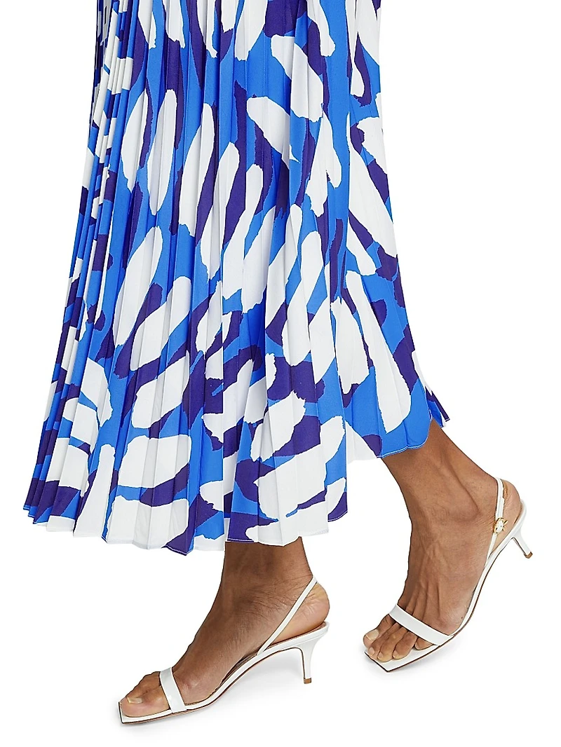 Otha Brushstroke Pleated Midi-Skirt