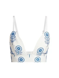Poppy-Embroidered Cotton Bralette Top