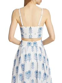 Poppy-Embroidered Cotton Bralette Top