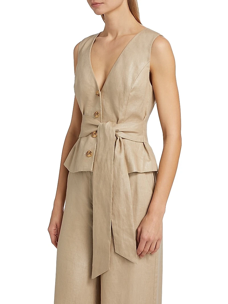 Adele Tie-Front Linen Vest