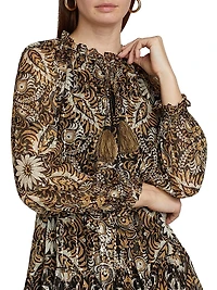 Kaye Metallic Jacquard Tie-Waist Dress