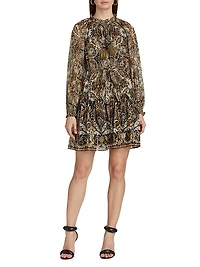 Kaye Metallic Jacquard Tie-Waist Dress