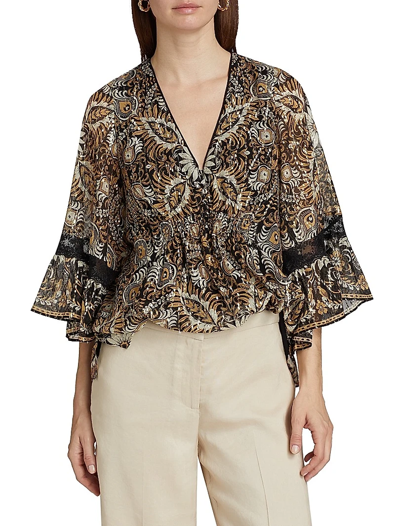 Ele Metallic Jacquard Blouse