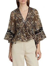 Ele Metallic Jacquard Blouse