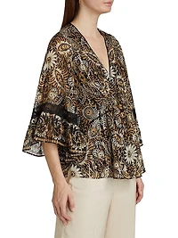 Ele Metallic Jacquard Blouse