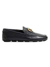 VLogo Signature Grainy Calfskin Driving Loafers