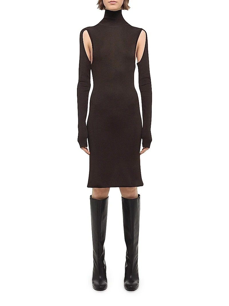 Air Cut-Out Turtleneck Dress