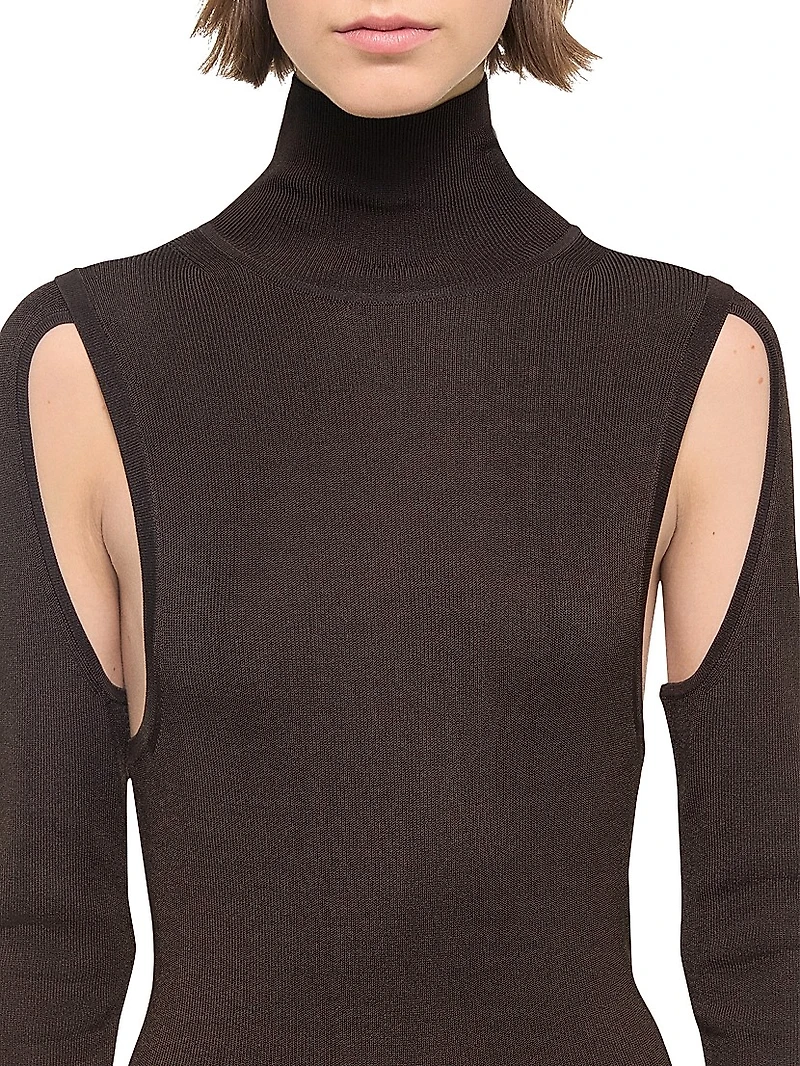 Air Cut-Out Turtleneck Dress