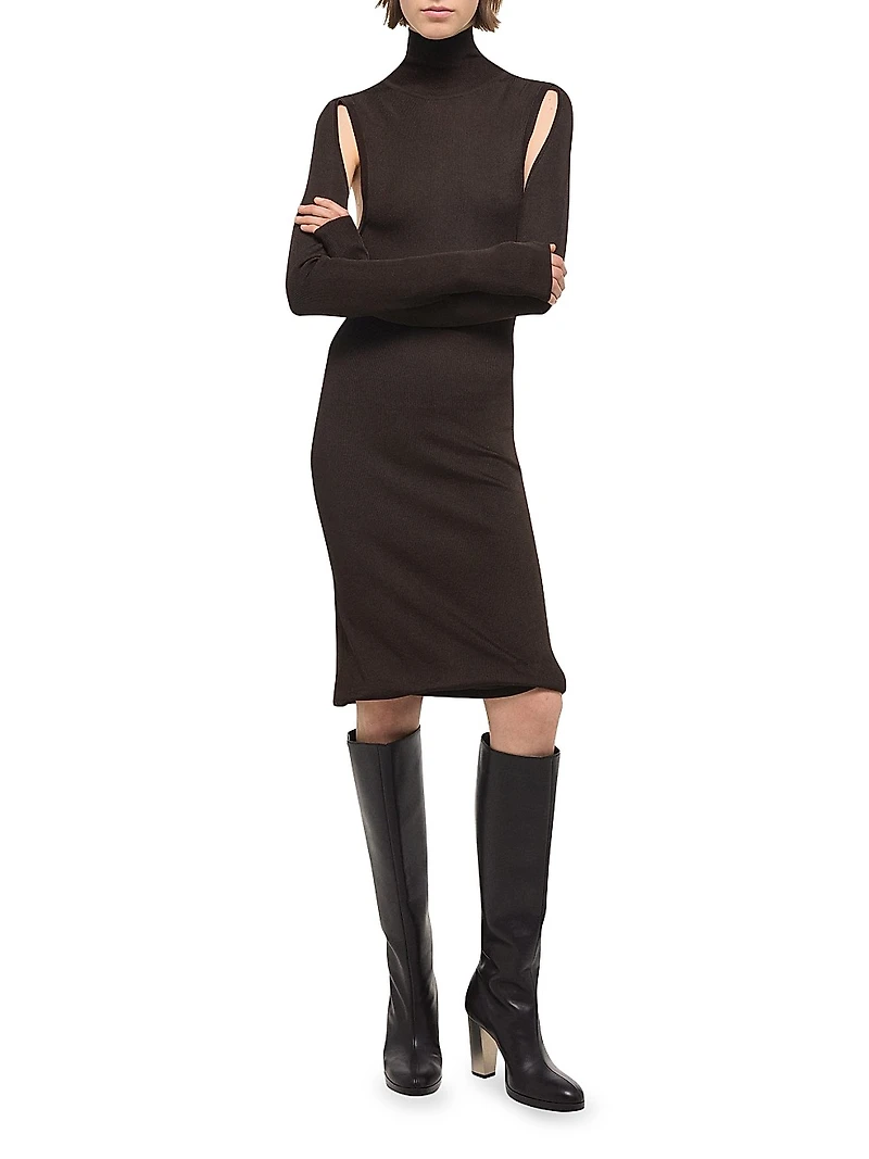 Air Cut-Out Turtleneck Dress