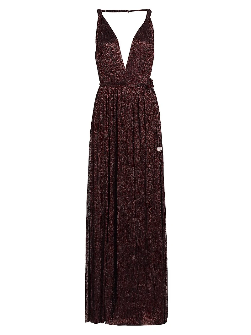 Nysa Metallic Plunge Gown