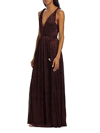 Nysa Metallic Plunge Gown