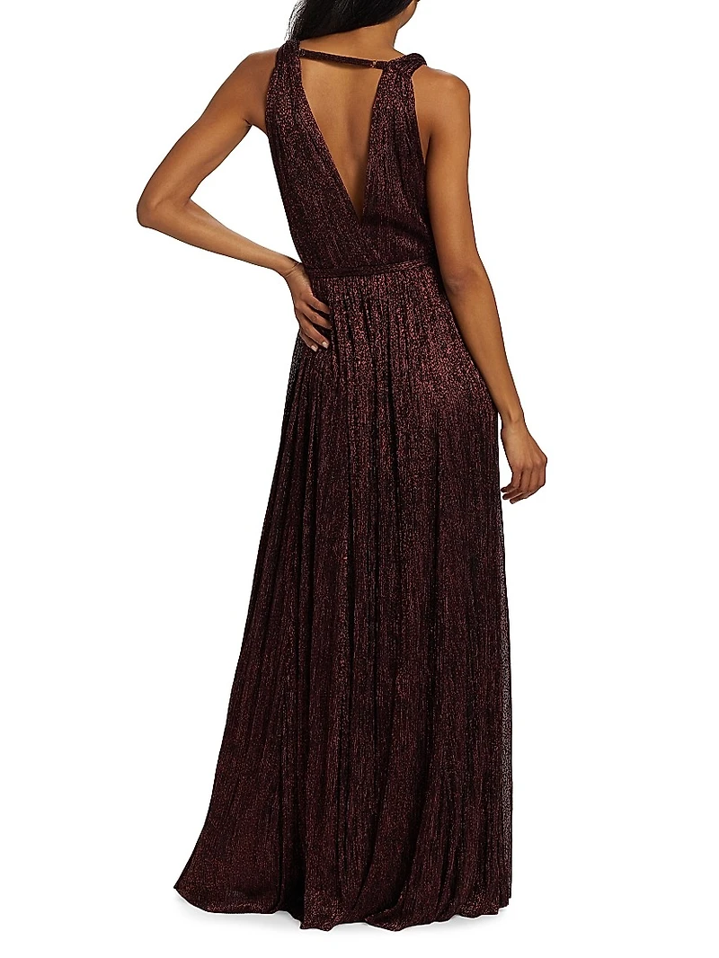 Nysa Metallic Plunge Gown