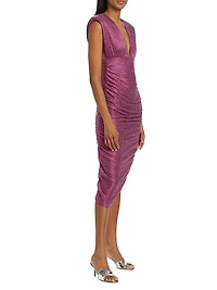 Faye Metallic Plunge Midi-Dress