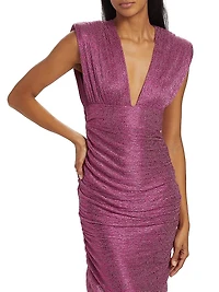 Faye Metallic Plunge Midi-Dress