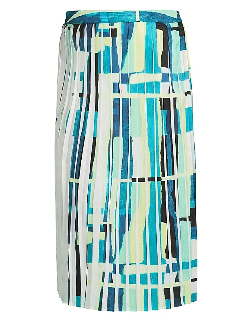 Plus Printed Woven A-Line Midi-Skirt