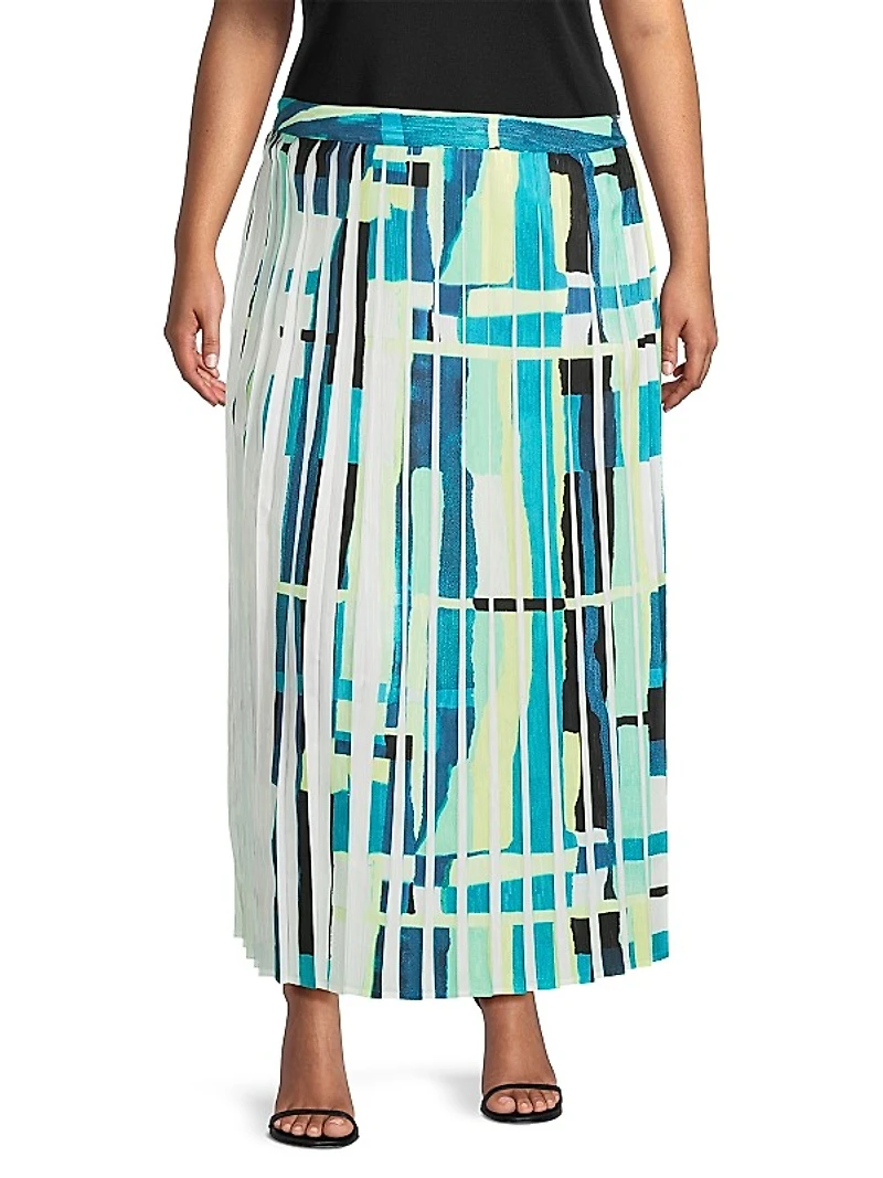 Plus Printed Woven A-Line Midi-Skirt