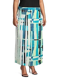 Plus Printed Woven A-Line Midi-Skirt