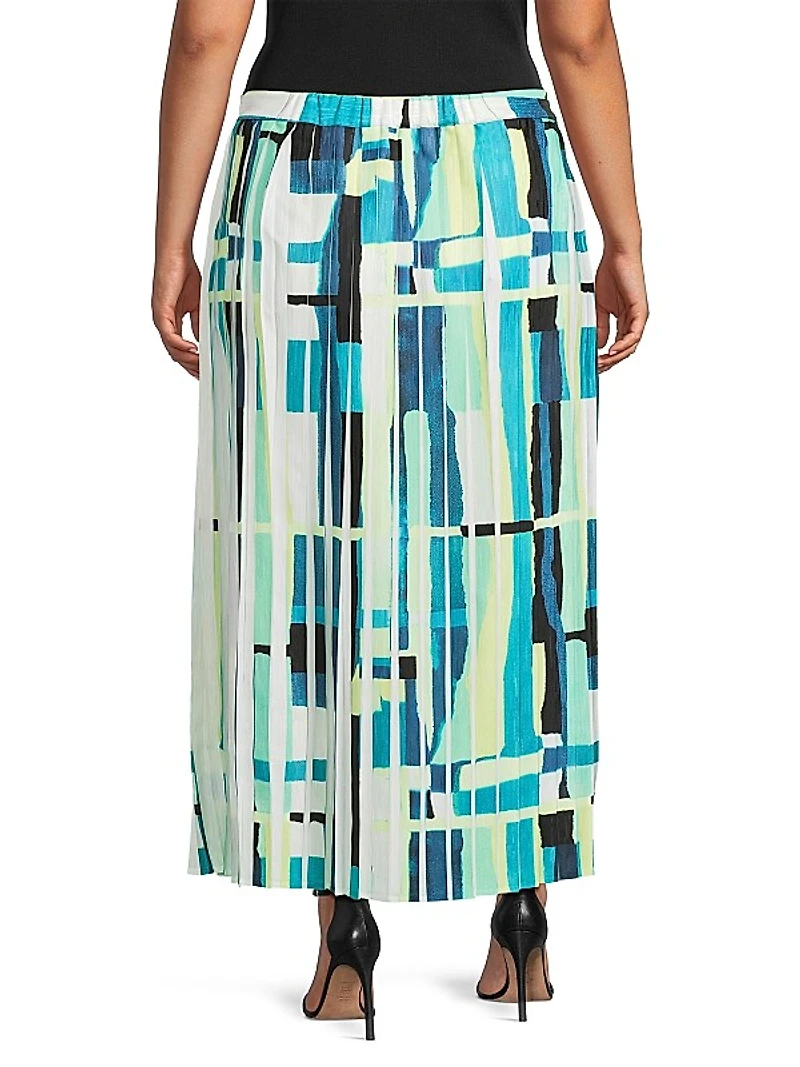 Plus Printed Woven A-Line Midi-Skirt