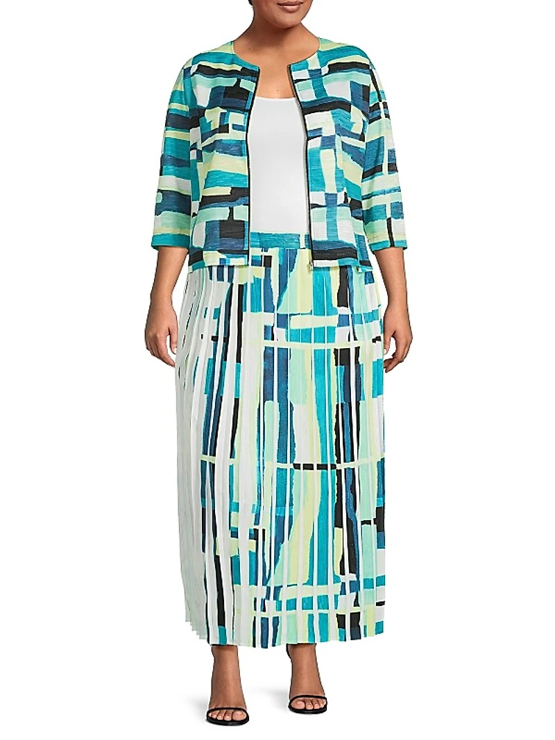Plus Printed Woven A-Line Midi-Skirt