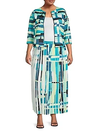 Plus Printed Woven A-Line Midi-Skirt
