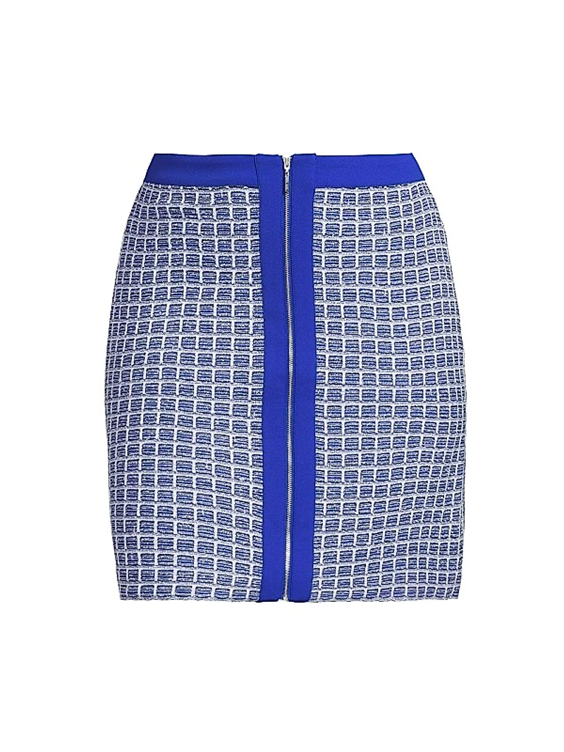 Plus Mix Media Tweed Zip-Front Miniskirt