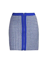 Plus Mix Media Tweed Zip-Front Miniskirt