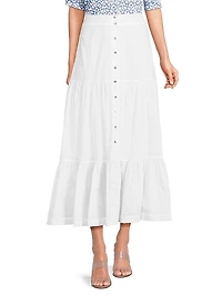 Cotton Tiered Midi-Skirt
