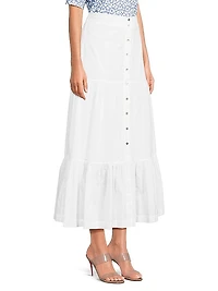 Cotton Tiered Midi-Skirt