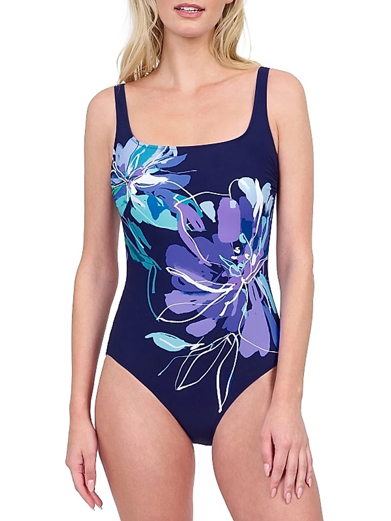 Water Lily Floral One-Piece Swimsuit