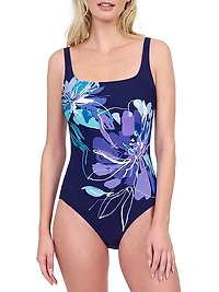 Water Lily Floral One-Piece Swimsuit