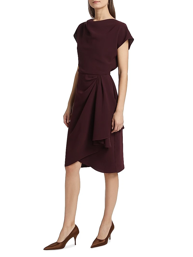 Draped Crepe Cocktail Dress