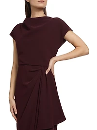 Draped Crepe Cocktail Dress
