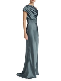 Satin One-Shoulder Gown