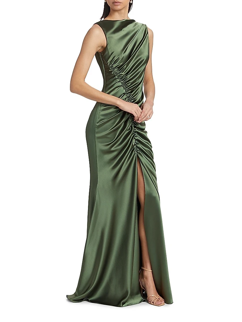 Ruched Satin Gown
