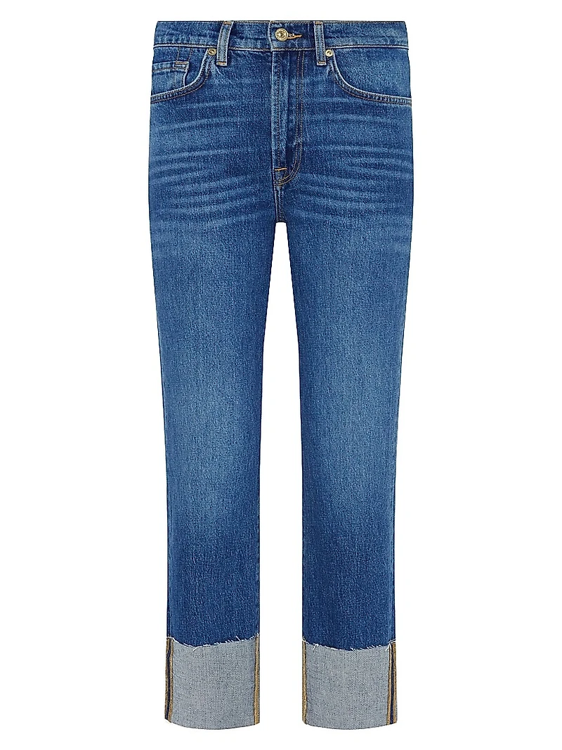Logan Stovepipe High-Rise Cuffed Straight-Leg Jeans
