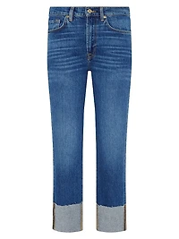 Logan Stovepipe High-Rise Cuffed Straight-Leg Jeans