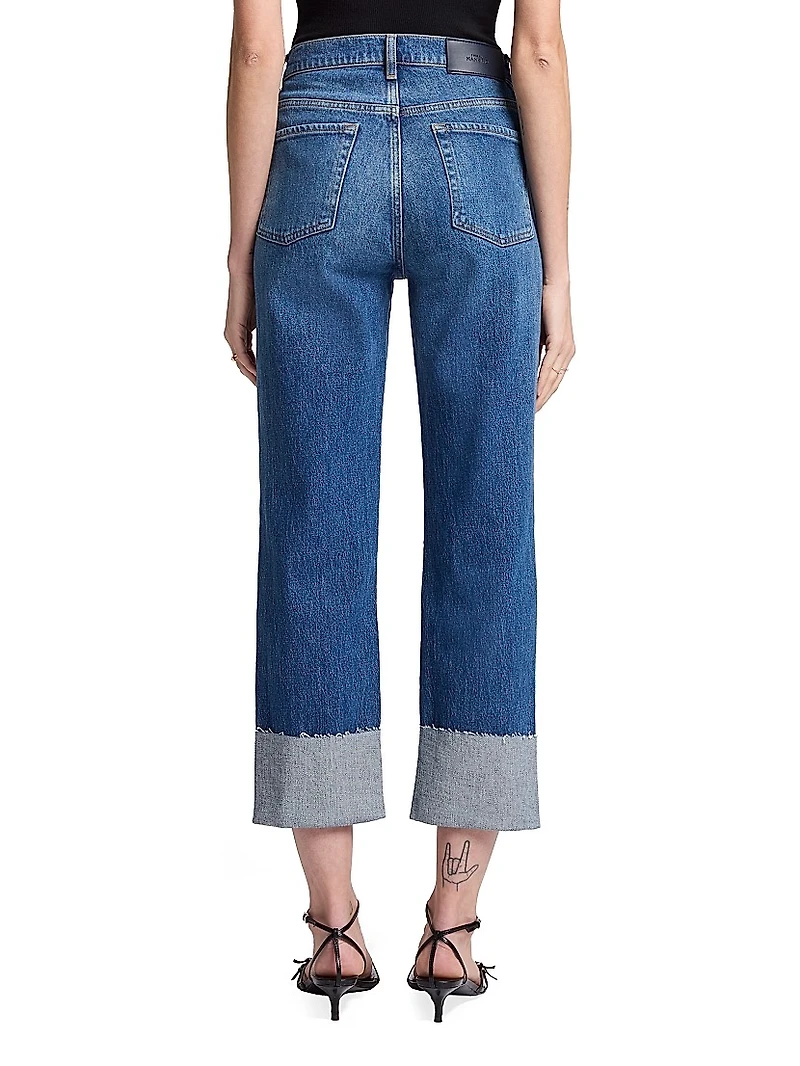 Logan Stovepipe High-Rise Cuffed Straight-Leg Jeans