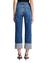 Logan Stovepipe High-Rise Cuffed Straight-Leg Jeans