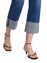 Logan Stovepipe High-Rise Cuffed Straight-Leg Jeans