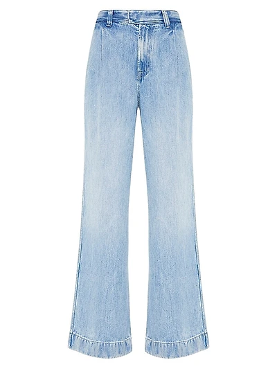 Pleated Denim Wide-Leg Jeans