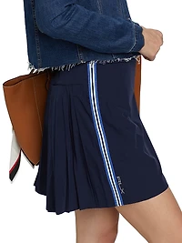Striped Pleat-Back Skort