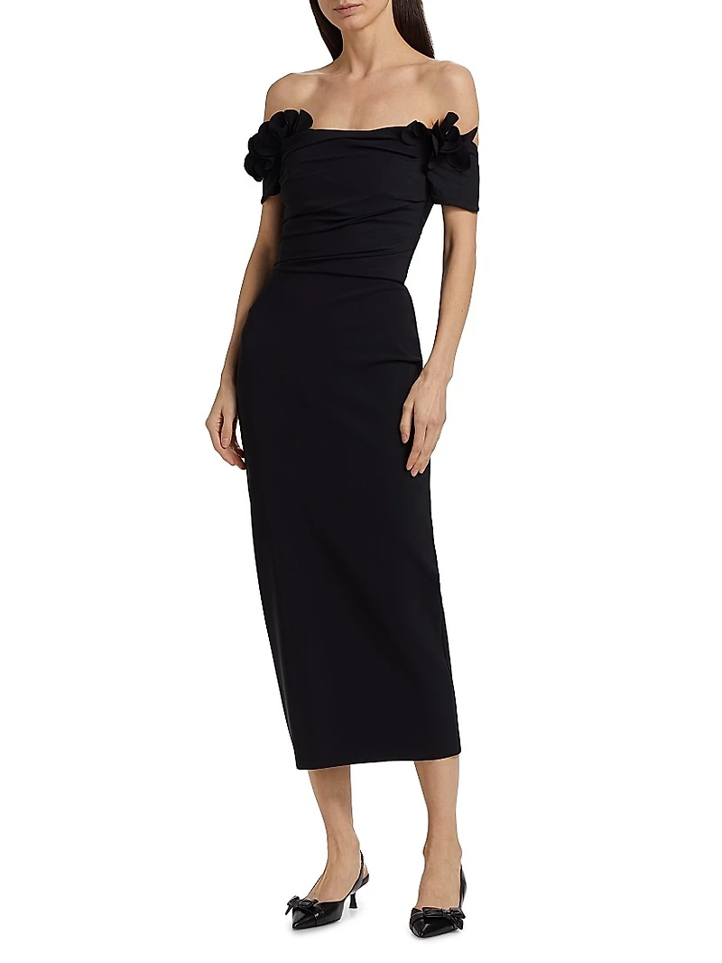 Yiana Off-The-Shoulder Midi-Dress